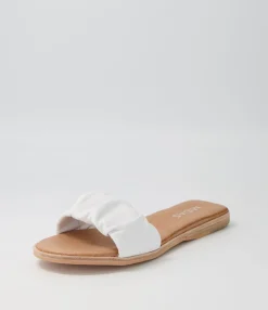 Best Midas Shoes Tokio White Leather Slides