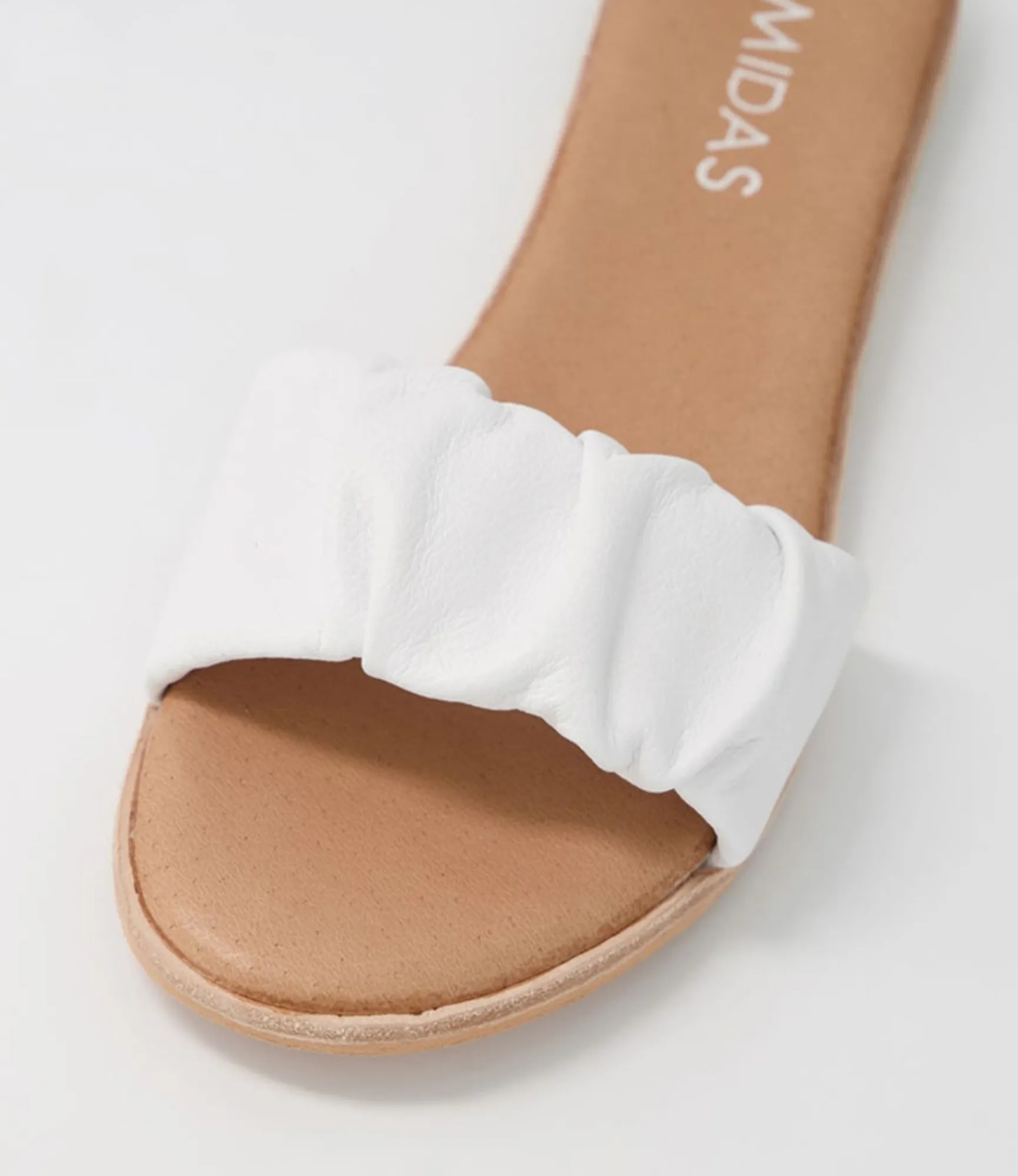 Best Midas Shoes Tokio White Leather Slides