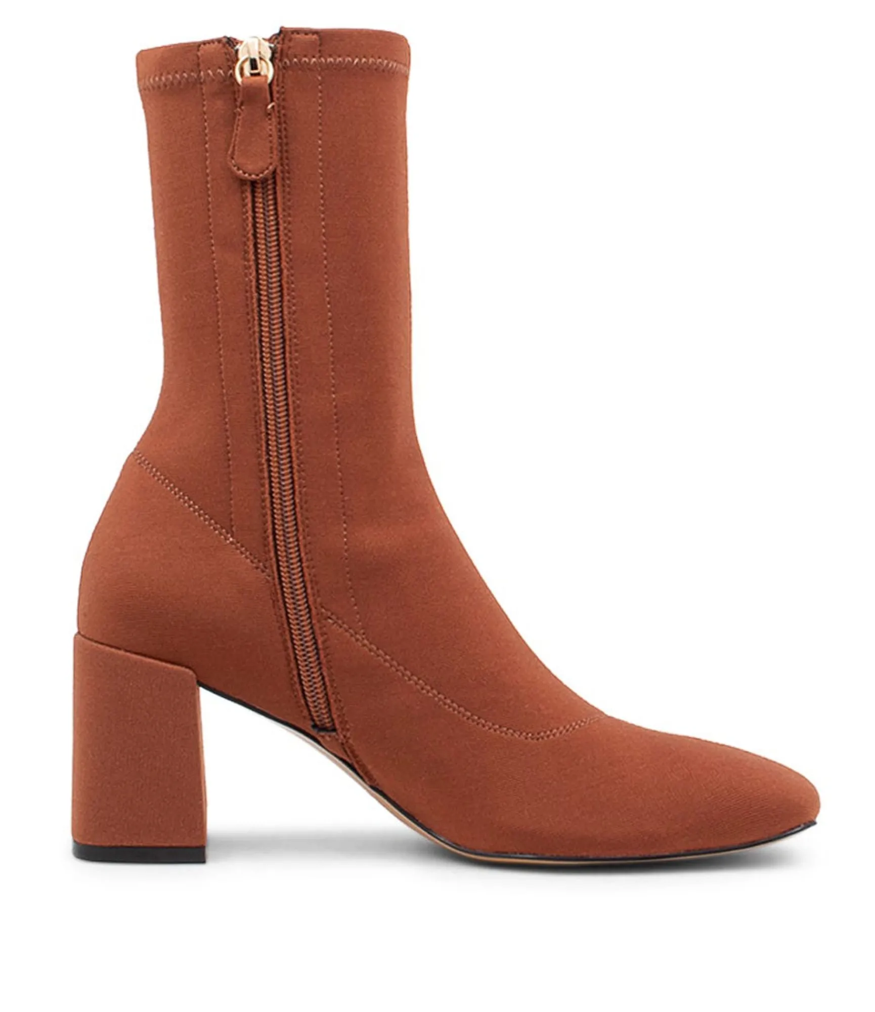 Store Midas Shoes Trusted Dark Tan Stretch Fabric Ankle Boots