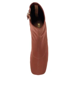 Store Midas Shoes Trusted Dark Tan Stretch Fabric Ankle Boots
