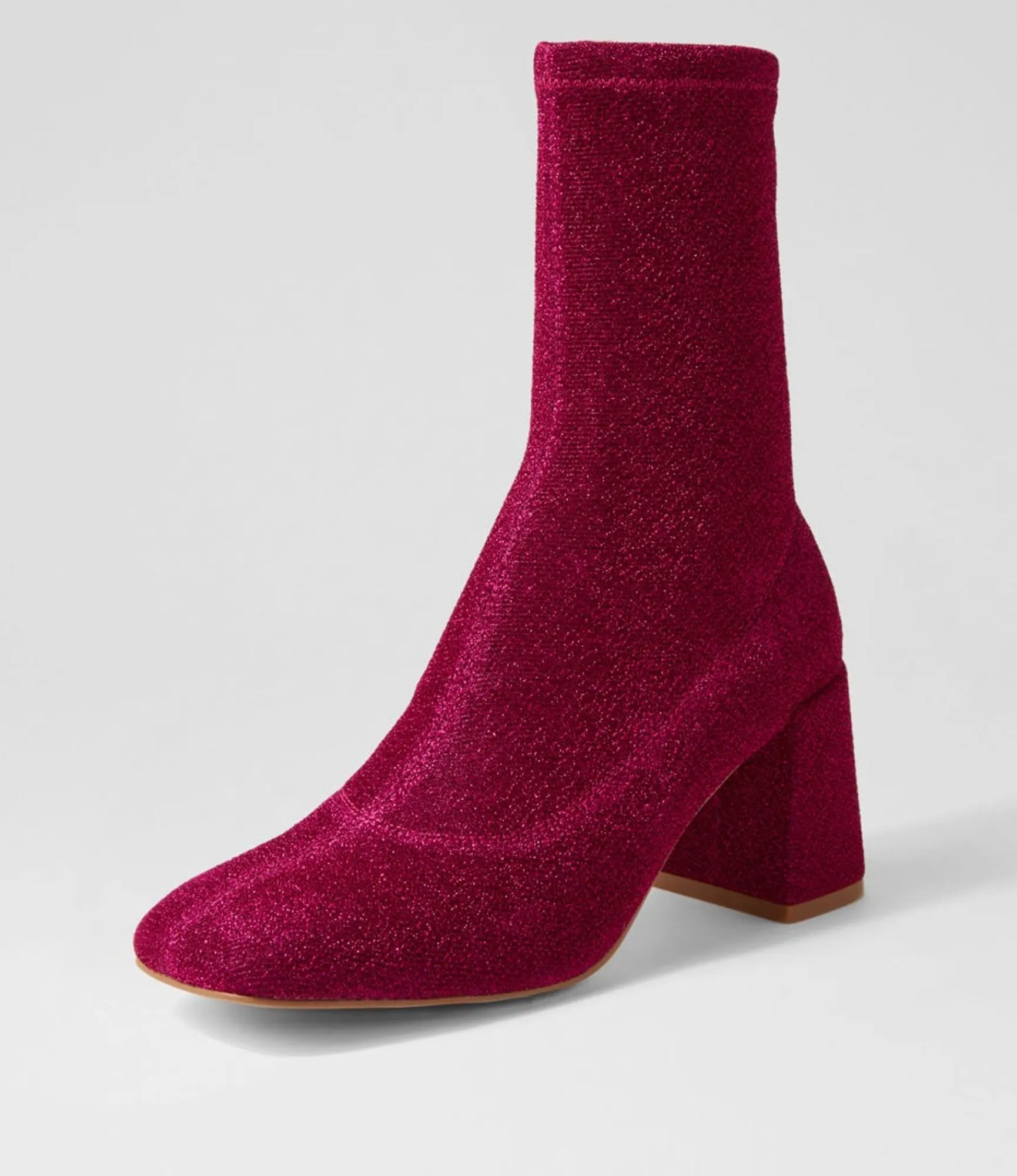 Clearance Midas Shoes Trusted Fuchsia Glitter Stretch Fabric Ankle Boots