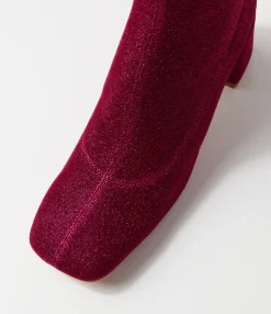 Clearance Midas Shoes Trusted Fuchsia Glitter Stretch Fabric Ankle Boots
