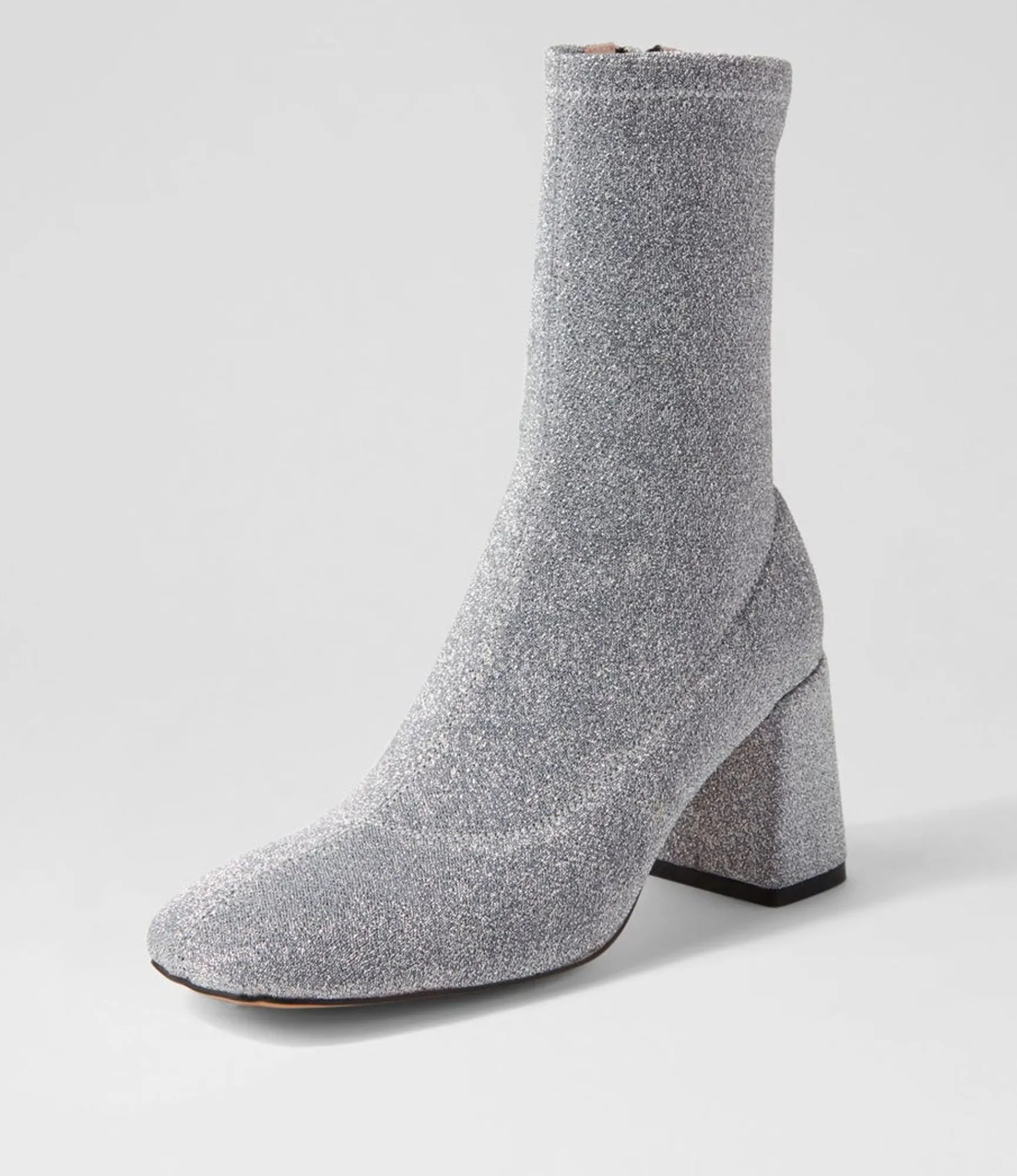 Cheap Midas Shoes Trusted Silver Glitter Stretch Fabric Ankle Boots