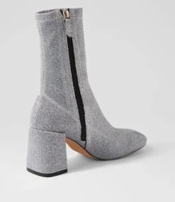 Cheap Midas Shoes Trusted Silver Glitter Stretch Fabric Ankle Boots