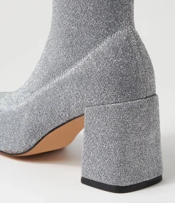 Cheap Midas Shoes Trusted Silver Glitter Stretch Fabric Ankle Boots