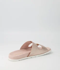 Clearance Midas Shoes Tullies Pale Rose Gold Leather Slides