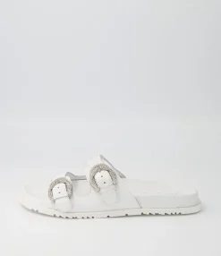 Online Midas Shoes Tullies White Leather Slides