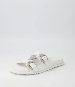 Online Midas Shoes Tullies White Leather Slides