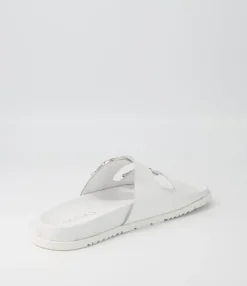 Online Midas Shoes Tullies White Leather Slides