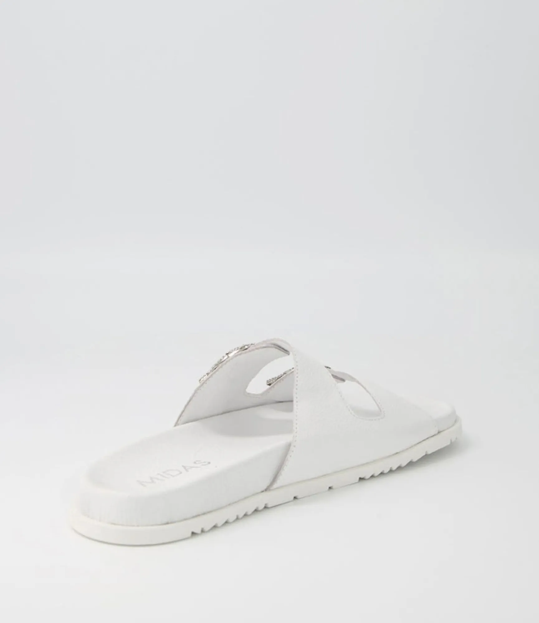 Online Midas Shoes Tullies White Leather Slides