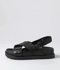 Online Midas Shoes Umar Black Leather Sandals