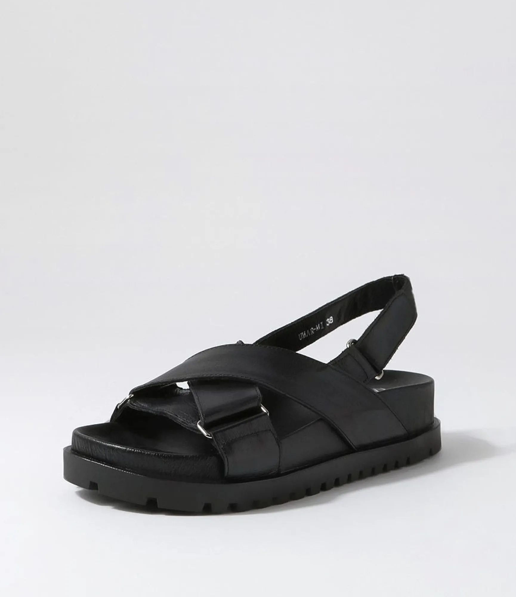 Online Midas Shoes Umar Black Leather Sandals
