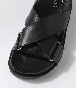 Online Midas Shoes Umar Black Leather Sandals