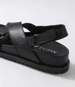 Online Midas Shoes Umar Black Leather Sandals