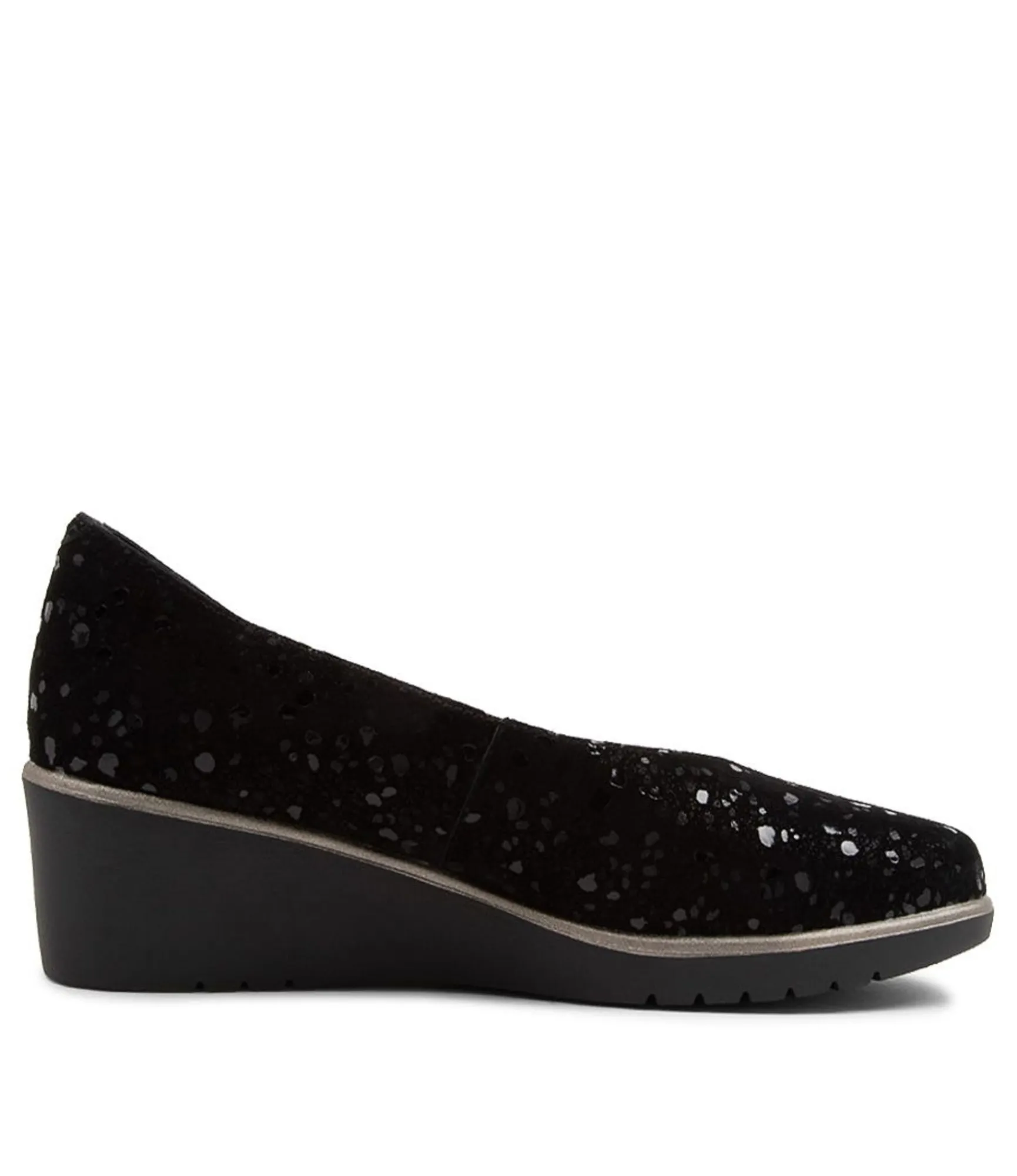 Outlet Midas Shoes Umer Black Sparkle Suede Wedges