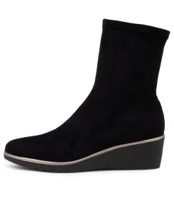 Best Sale Midas Shoes Umust Black Stretch Microsuede Ankle Boots