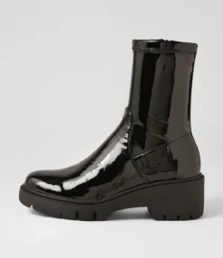 Discount Midas Shoes Uner Black Stretch Patent Pu Ankle Boots