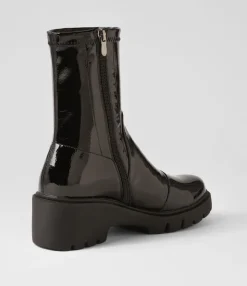 Discount Midas Shoes Uner Black Stretch Patent Pu Ankle Boots