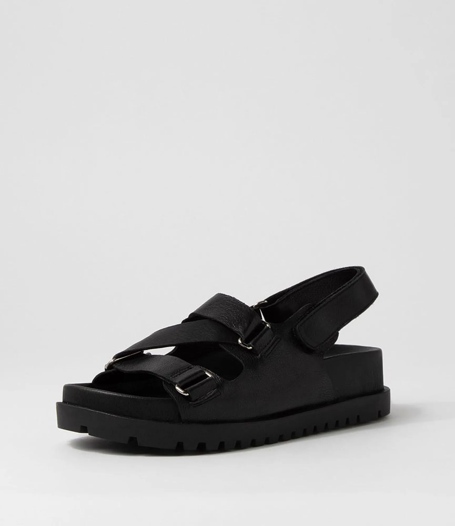 Shop Midas Shoes Uradi Black Leather Sandals