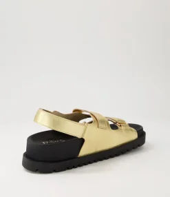 Cheap Midas Shoes Uradi Gold Black Leather Sandals