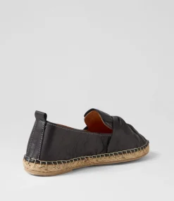 Outlet Midas Shoes Uselv Black Leather Espadrilles