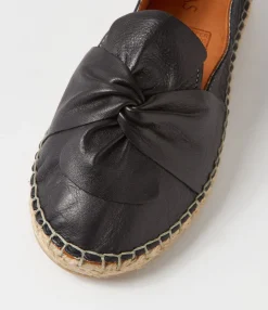 Outlet Midas Shoes Uselv Black Leather Espadrilles