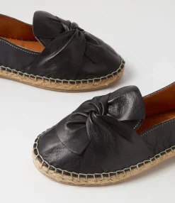 Outlet Midas Shoes Uselv Black Leather Espadrilles