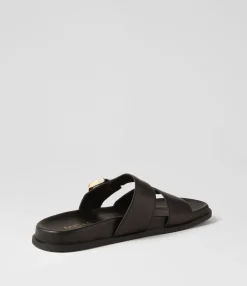 Flash Sale Midas Shoes Valanse Black Leather Slides