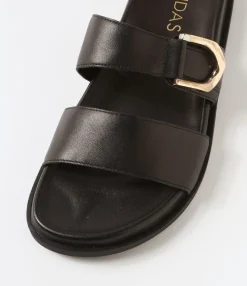 Flash Sale Midas Shoes Valanse Black Leather Slides