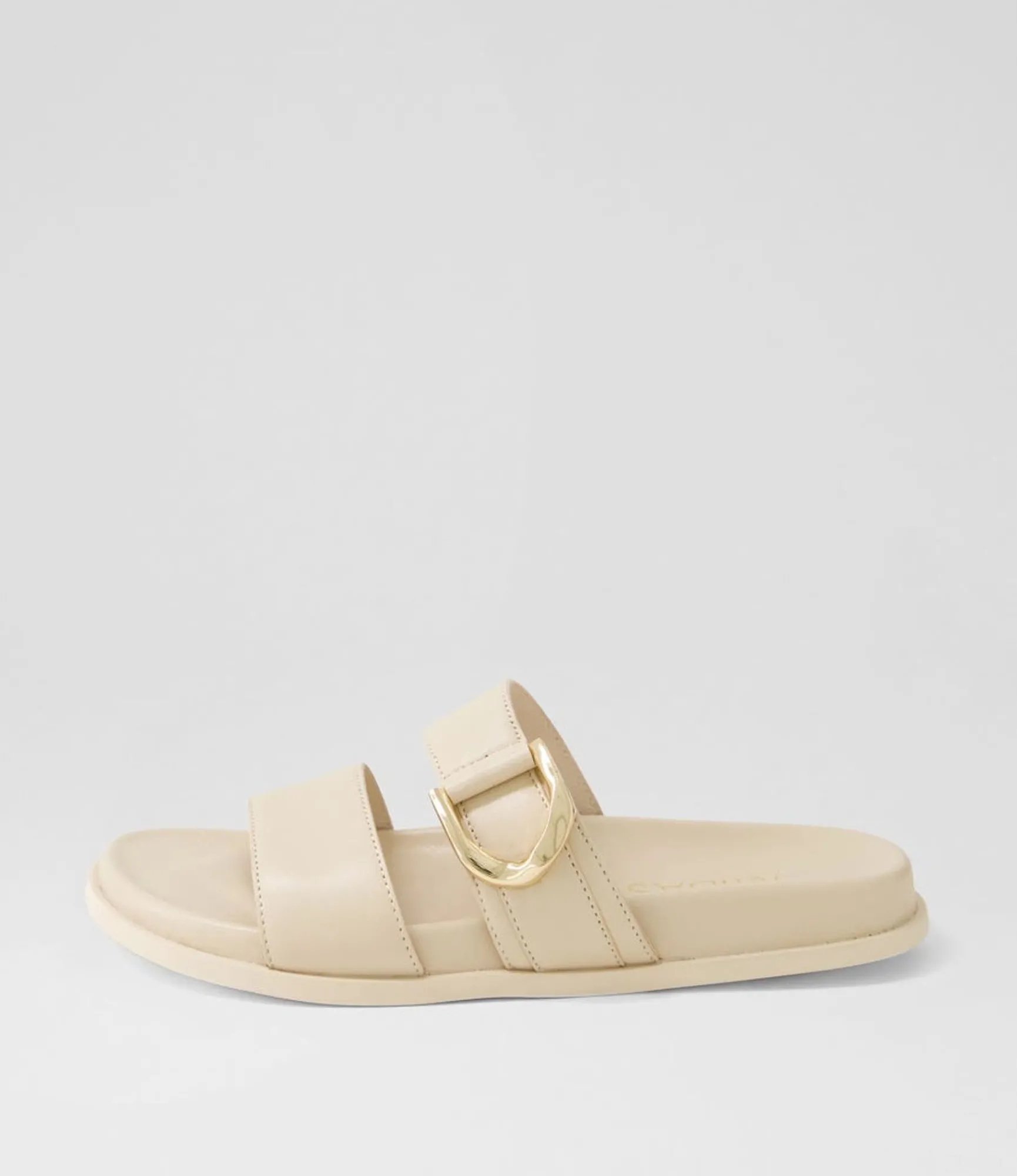 Hot Midas Shoes Valanse Cream Leather Slides