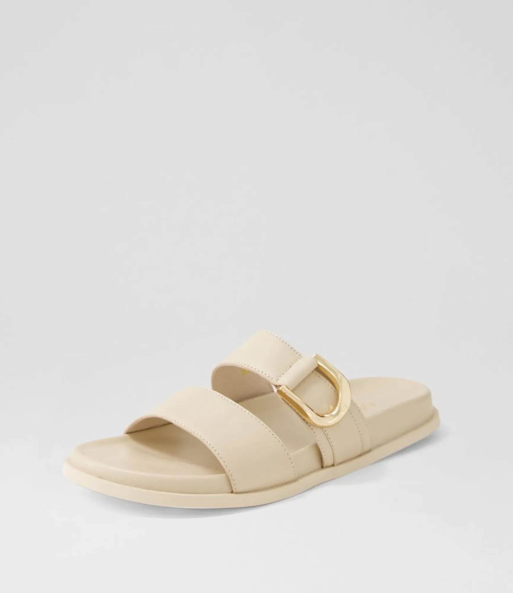 Hot Midas Shoes Valanse Cream Leather Slides