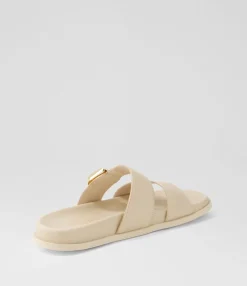 Hot Midas Shoes Valanse Cream Leather Slides