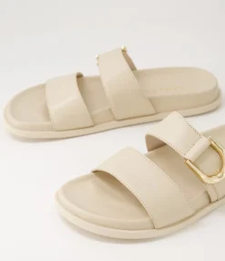 Hot Midas Shoes Valanse Cream Leather Slides