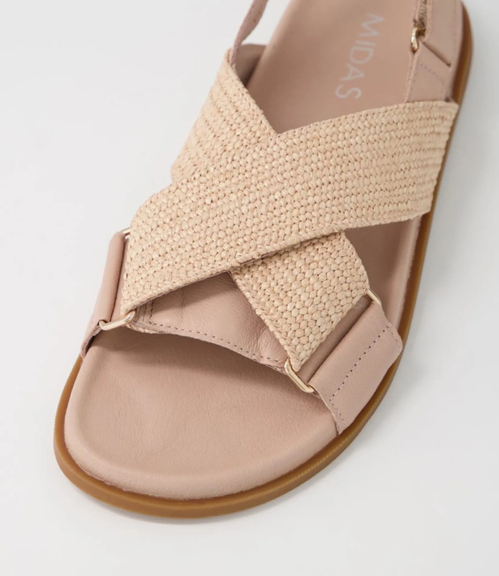 Best Midas Shoes Valery Dark Nude Leather Woven Sandals