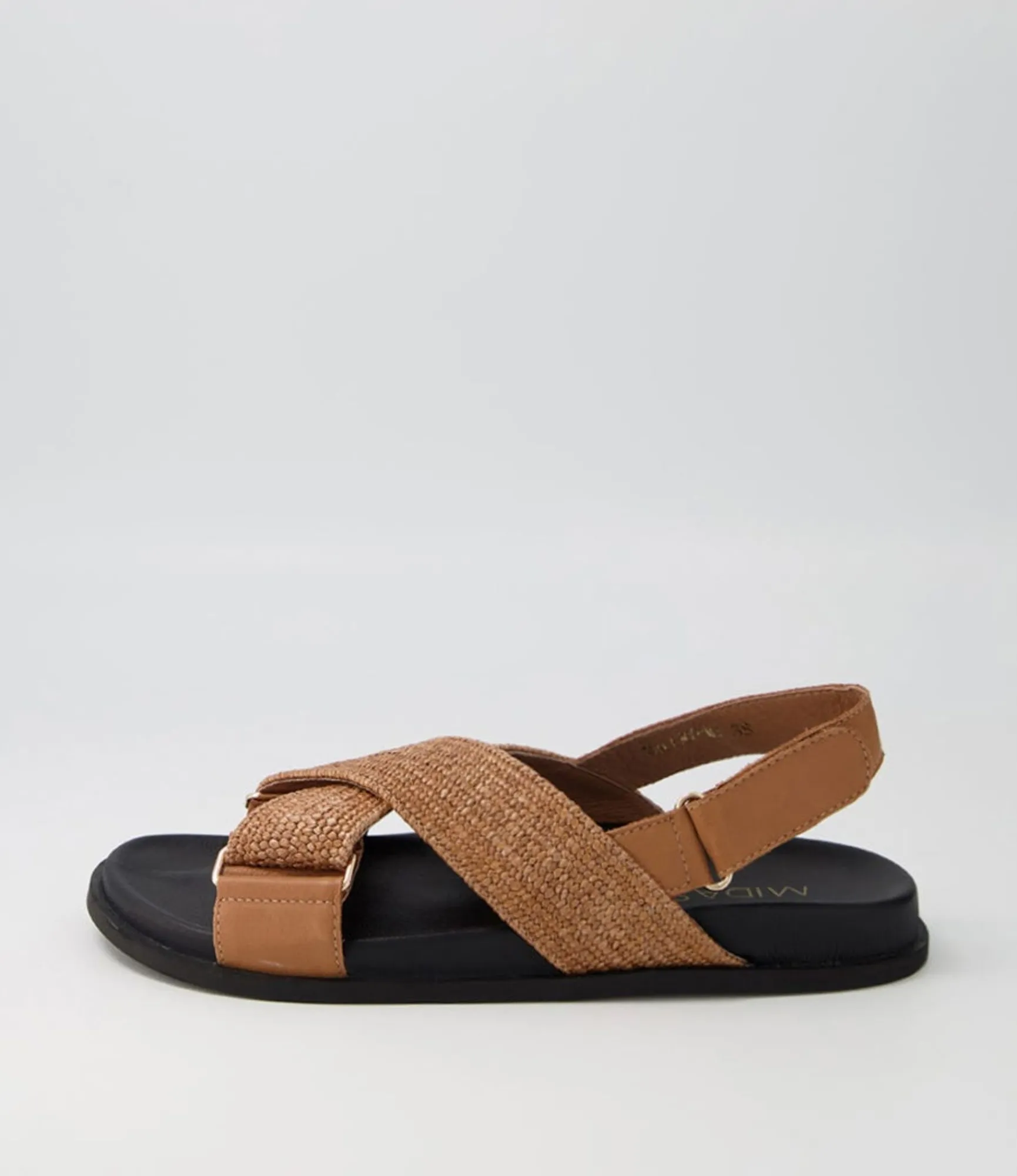 Online Midas Shoes Valery Dark Tan Leather Woven Sandals