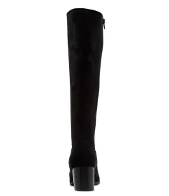 New Midas Shoes Varry Black Stretch Microsuede Long Boots