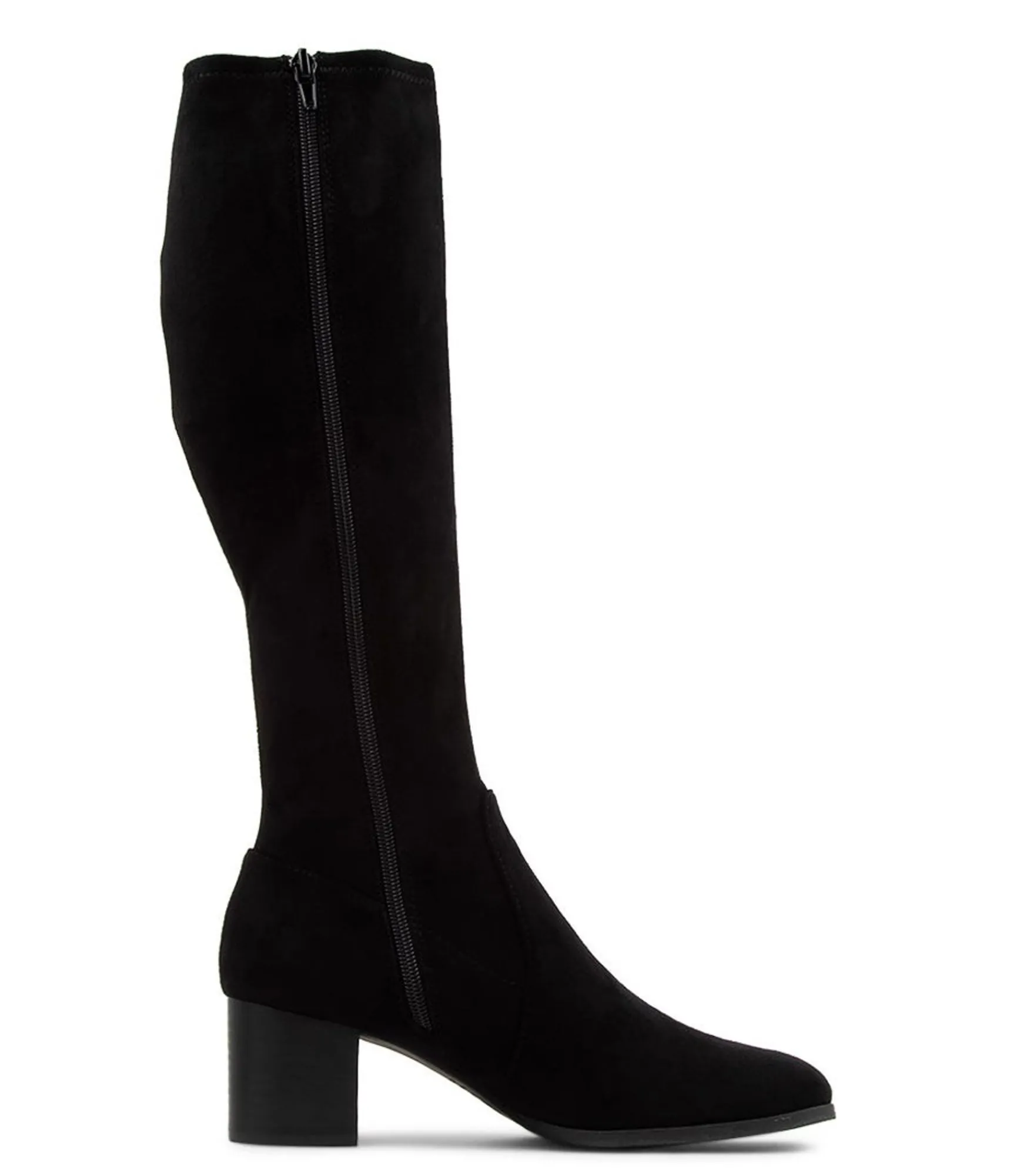 New Midas Shoes Varry Black Stretch Microsuede Long Boots