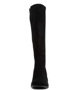 New Midas Shoes Varry Black Stretch Microsuede Long Boots