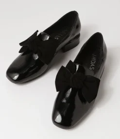 Shop Midas Shoes Varvo Black Patent Suede Flat Shoes