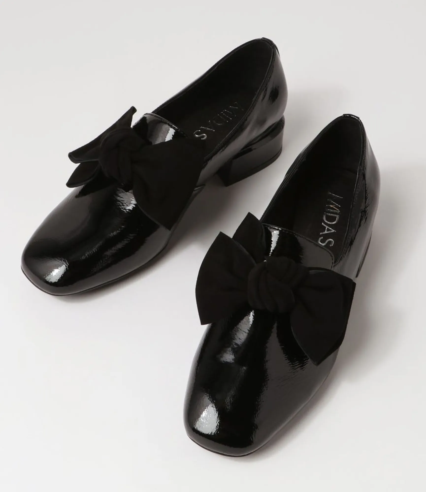Shop Midas Shoes Varvo Black Patent Suede Flat Shoes