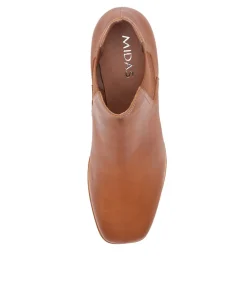 Discount Midas Shoes Veena Tan Leather Chelsea Boots
