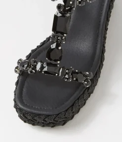 Discount Midas Shoes Vonto Black Suede Jewels Sandals