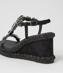 Discount Midas Shoes Vonto Black Suede Jewels Sandals