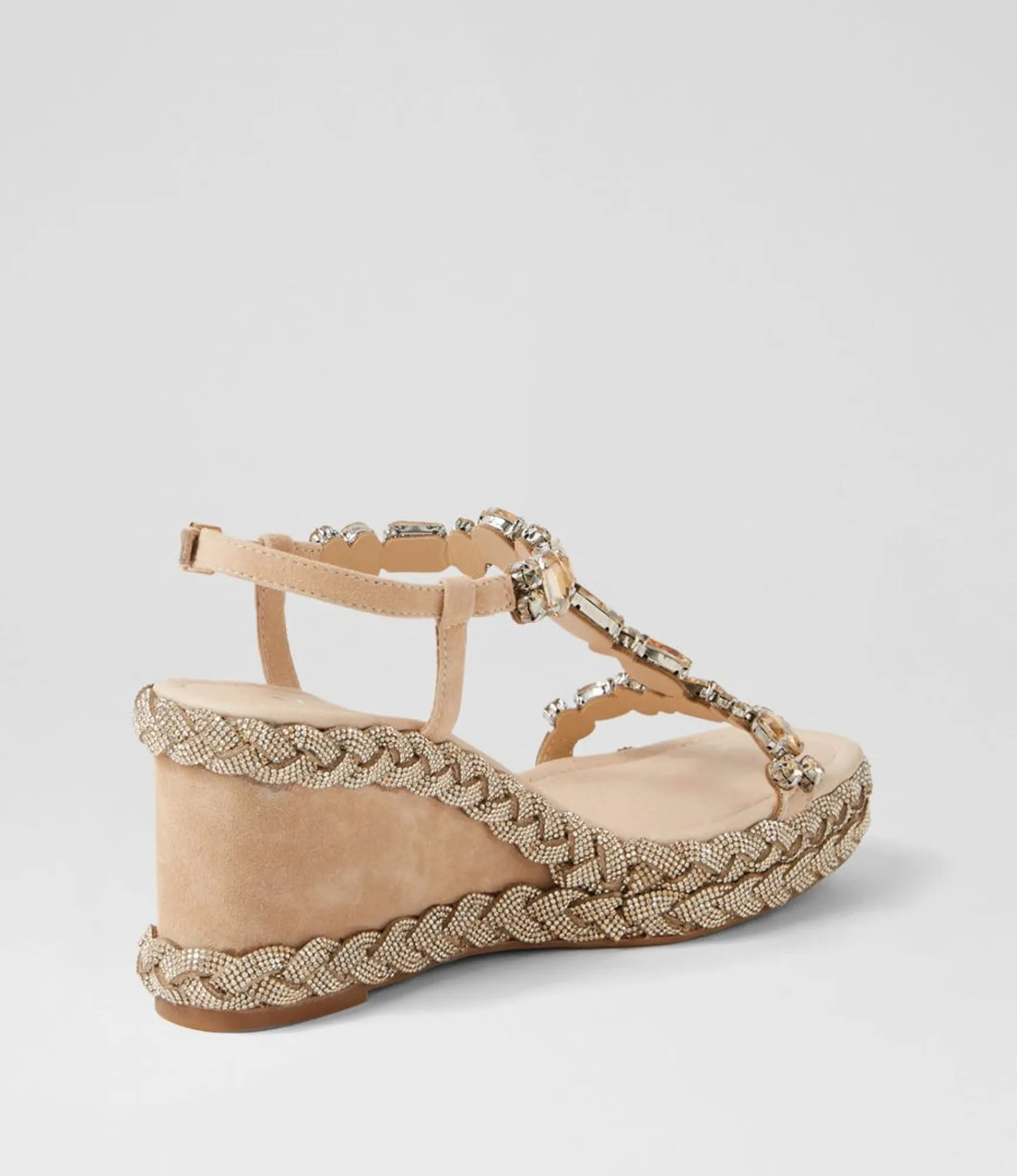 New Midas Shoes Vonto Latte Suede Jewels Sandals