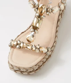 New Midas Shoes Vonto Latte Suede Jewels Sandals