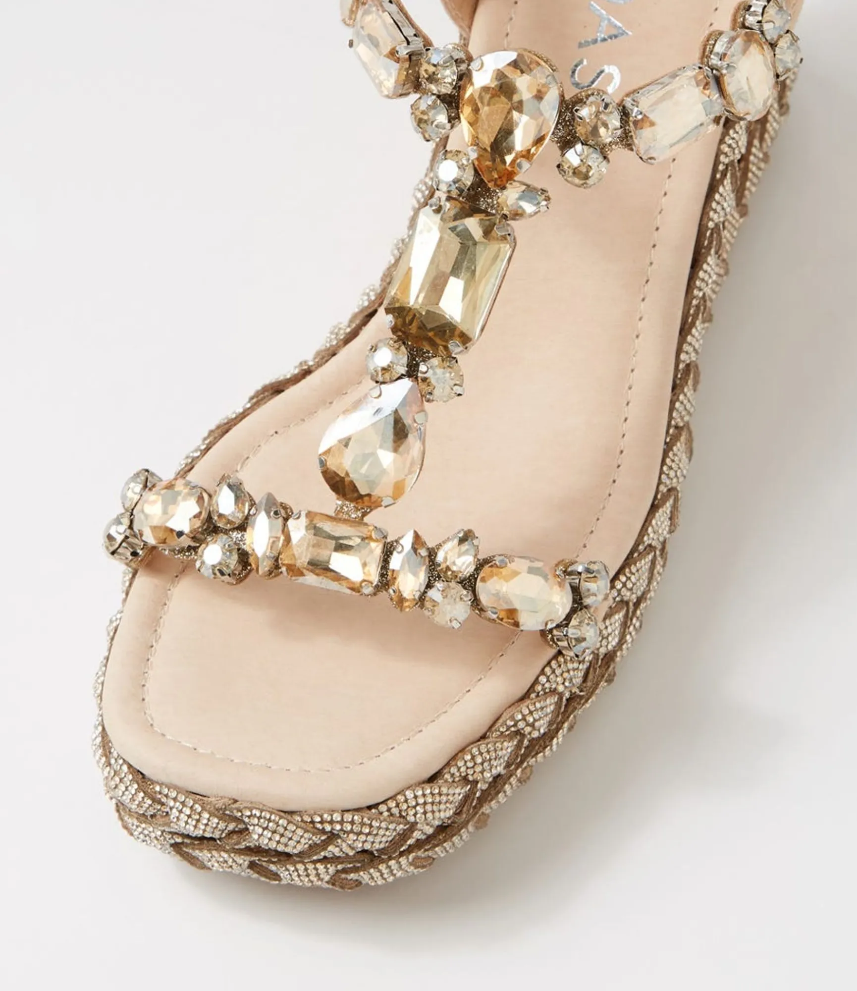 New Midas Shoes Vonto Latte Suede Jewels Sandals