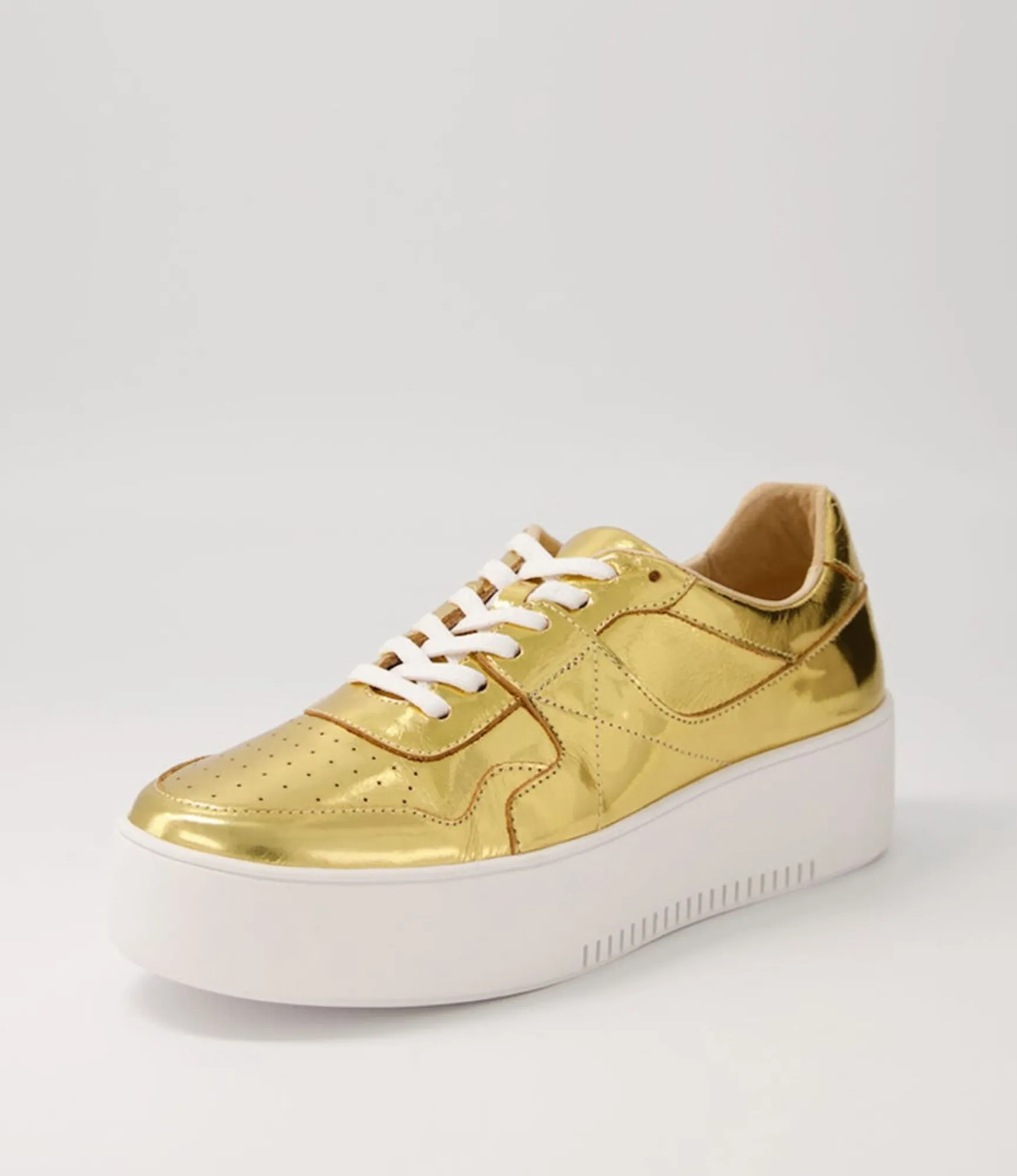 Sale Midas Shoes Wabel Old Gold Shine Leather Sneakers