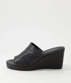 Hot Midas Shoes Walli Black Leather Slides