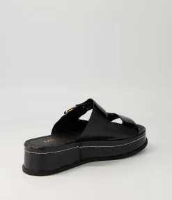 Clearance Midas Shoes Wandery Black Wrinkle Patent Sandals