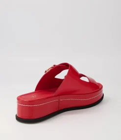 Fashion Midas Shoes Wandery Red Wrinkle Patent Sandals